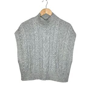 Rachel Zoe Sleeveless Cable Knit Cropped Sweater Gray Womens Small Preppy